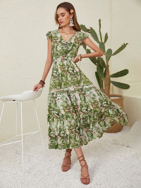 rusttydustty floral butterfly sleeve flared hem dress without belt w1cg#, Black;gray
rusttydustty floral butterfly sleeve flared hem dress without belt w1cg#, Black;gray