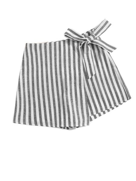 two tone striped wrap knot skort 78hm#, White;black
two tone striped wrap knot skort 78hm#, White;black