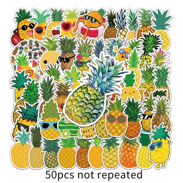 

50pcs pineapple stickers cute fruit stickers funny yellow vinyl aesthetic waterproof sticker for lapwater bottles luggage computer