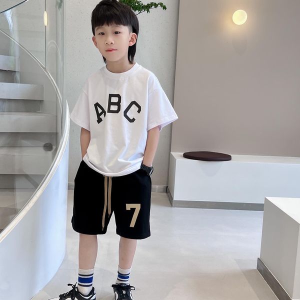 Image of Children Sport Outfits Kids Boys sets Cotton T-shirt With shorts Summer Baby boy 2pc/Tracksuit Toddler Letters Casual clothes