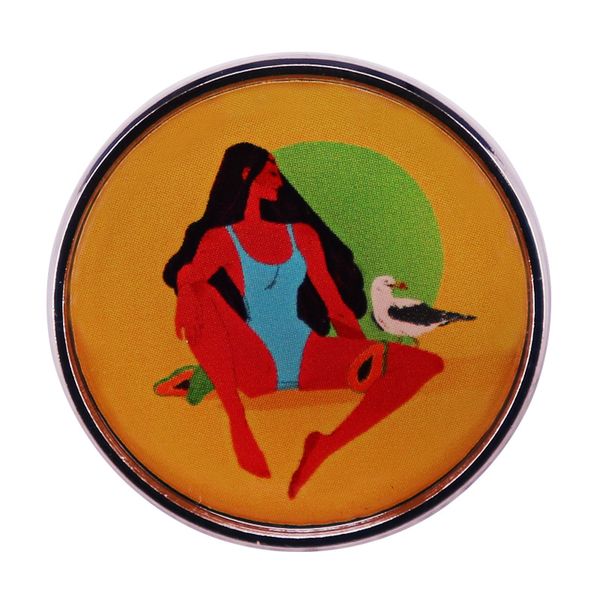 attractive woman with avocado seagull bird badge pins vegan healthy food self care love your body relaxation jewelry, Blue
attractive woman with avocado seagull bird badge pins vegan healthy food self care love your body relaxation jewelry, Blue