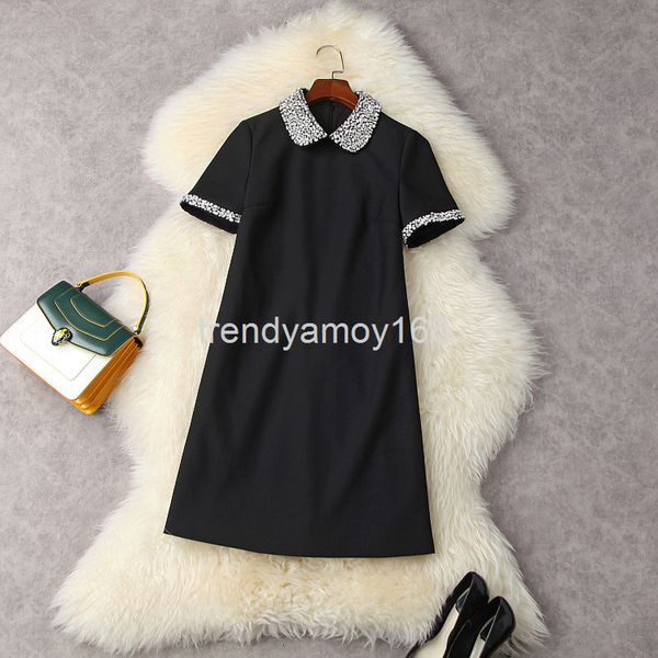 casual dresses summer women's heavy industry glittering diamond lapel waist a-shaped small black skirt slim dress 12257, Black;gray
casual dresses summer women's heavy industry glittering diamond lapel waist a-shaped small black skirt slim dress 12257, Black;gray