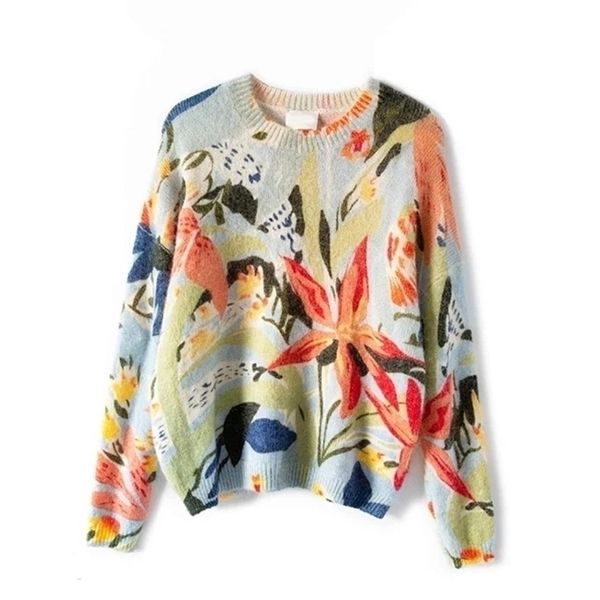 oil painting print ladies sweater mohair blend long sleeve o-neck casual wild women knit sweater 201201, White;black
oil painting print ladies sweater mohair blend long sleeve o-neck casual wild women knit sweater 201201, White;black
