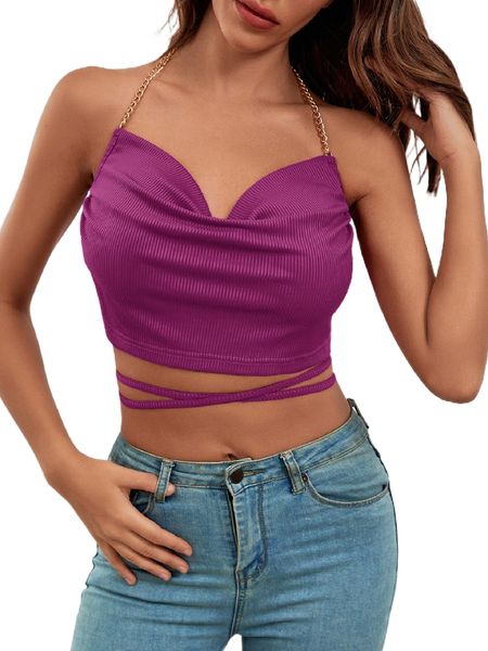 lace up backless halter 67t9#, White 
lace up backless halter 67t9#, White