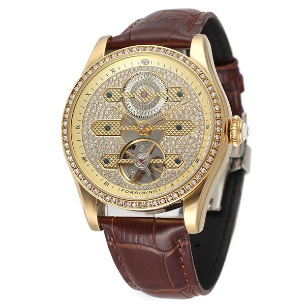 wristwatches forsining design genuine leather diamond display blue hands tourbillion waterproof mens automatic watches top, Slivery;brown
wristwatches forsining design genuine leather diamond display blue hands tourbillion waterproof mens automatic watches top, Slivery;brown