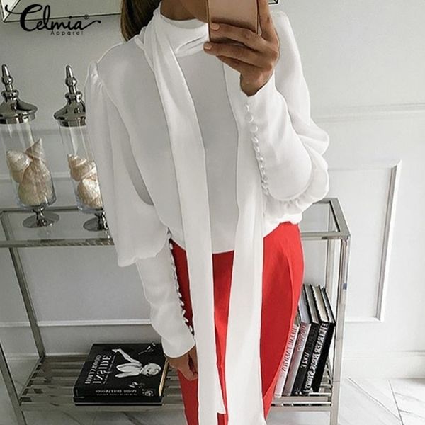 women white chiffon blouses celmia ladies turtleneck long lantern sleeve work shirts casual long tie solid blusas feminina s5xl y200828
women white chiffon blouses celmia ladies turtleneck long lantern sleeve work shirts casual long tie solid blusas feminina s5xl y200828