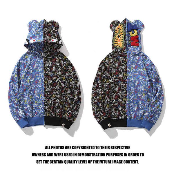 men's hoodies & sweatshirts brand building block bear joint name blue black camouflage stitching shark zipper hooded ear sweater coat o
men's hoodies & sweatshirts brand building block bear joint name blue black camouflage stitching shark zipper hooded ear sweater coat o