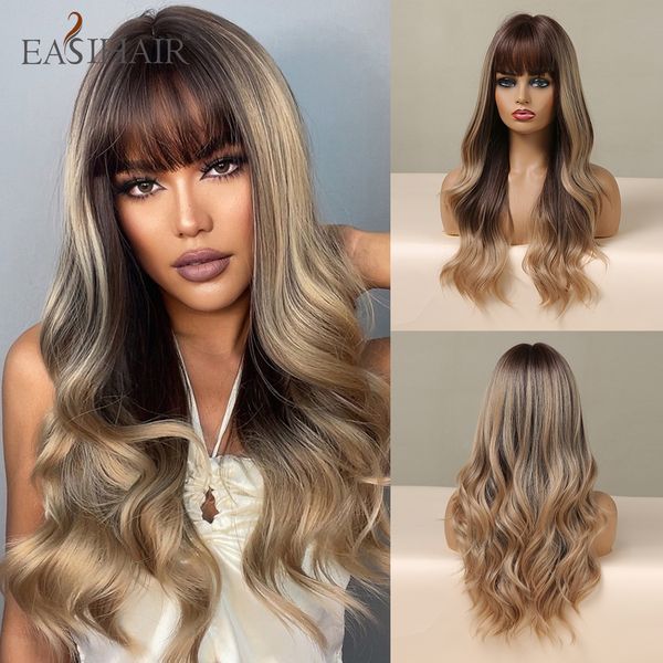 lx brand long wavy brown ombre synthetic wigs with bangs golden brown blonde highlighted wigs women cosplay wig heat resistantfactory direct, Black
lx brand long wavy brown ombre synthetic wigs with bangs golden brown blonde highlighted wigs women cosplay wig heat resistantfactory direct, Black