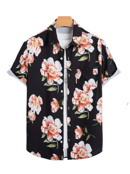 men floral print shirt without tee 53rz#, White;black