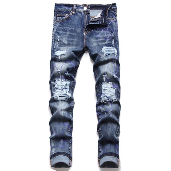 men's jeans european hole slim fit jean hombre men ripped for trend brand motorcycle pant mens skinny 3166, Blue
men's jeans european hole slim fit jean hombre men ripped for trend brand motorcycle pant mens skinny 3166, Blue