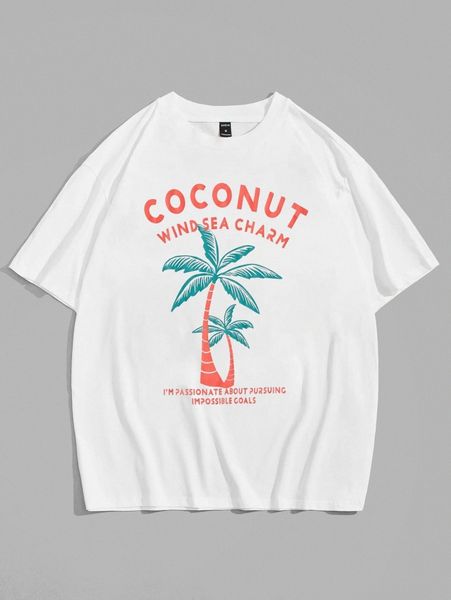 men slogan graphic drop shoulder tee f5j1#, White;black
men slogan graphic drop shoulder tee f5j1#, White;black