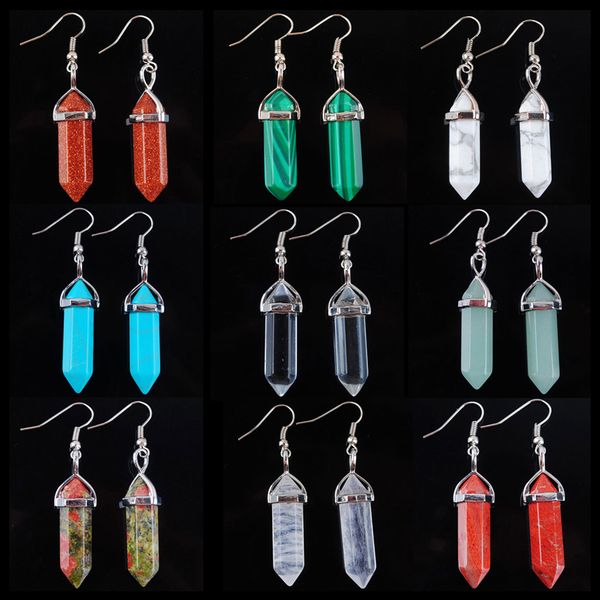 fashion women dangle earrings hexagonal pointed chandelier crystal pillar stone malachite turquoise crystal aventurine beads dbr311, Silver
fashion women dangle earrings hexagonal pointed chandelier crystal pillar stone malachite turquoise crystal aventurine beads dbr311, Silver