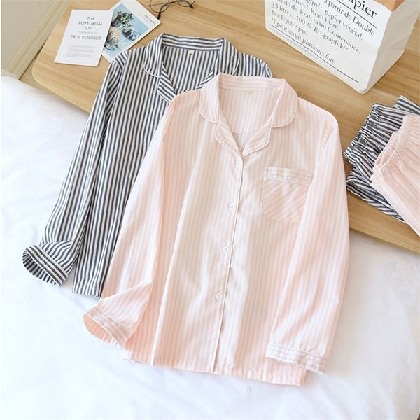 spring and summer couple vertical stripes pajamas two-piece 100% cotton long-sleeved men's simple casual home wear women 220329, Black;red
spring and summer couple vertical stripes pajamas two-piece 100% cotton long-sleeved men's simple casual home wear women 220329, Black;red
