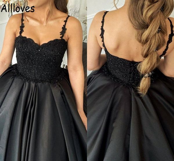 classic black princess ball gown evening dresses spaghetti straps lace beading open back formal prom gowns puff satin skirt special occasion, Black;red
classic black princess ball gown evening dresses spaghetti straps lace beading open back formal prom gowns puff satin skirt special occasion, Black;red