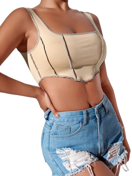 sxy stitching bandana hem crop tank b4vu#, White
sxy stitching bandana hem crop tank b4vu#, White