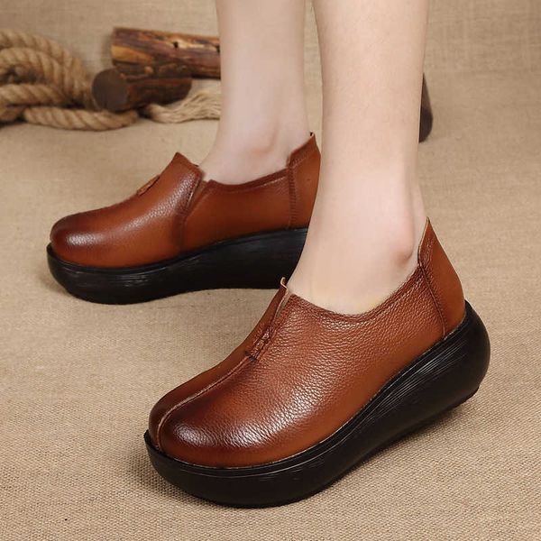 paris classic luxury genuine leather women shoes thick-soled retro casual round toe platform height increasing wedges designer elling, Black 
paris classic luxury genuine leather women shoes thick-soled retro casual round toe platform height increasing wedges designer elling, Black