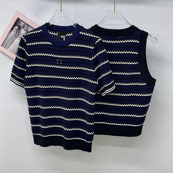 women's knits & tees small fragrance black and white contrast letters embroidery wave stripe stitching knitted vest short sleeve fashio
women's knits & tees small fragrance black and white contrast letters embroidery wave stripe stitching knitted vest short sleeve fashio