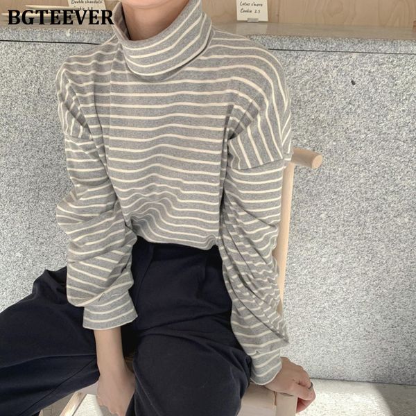 casual turtleneck ladies thicken striped t-shirts long sleeve loose female pullovers 2021 autumn winter women tees, White
casual turtleneck ladies thicken striped t-shirts long sleeve loose female pullovers 2021 autumn winter women tees, White