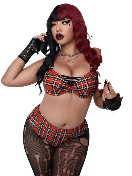 plus tartan criss cross push up bikini swimsuit j1om#, White;black
plus tartan criss cross push up bikini swimsuit j1om#, White;black