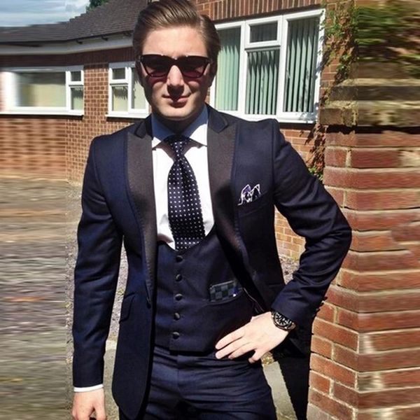 3 piece groom tuxedo for wedding navy blue slim fit men suits formal male fashion costume jacket vest with pants, Black;gray
3 piece groom tuxedo for wedding navy blue slim fit men suits formal male fashion costume jacket vest with pants, Black;gray