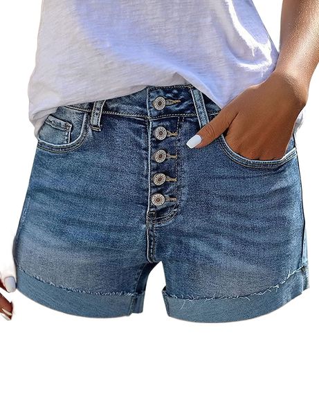 women's casual high waisted cuffed hem stretchy ripped denim jean shorts w8h4#, White;black
women's casual high waisted cuffed hem stretchy ripped denim jean shorts w8h4#, White;black