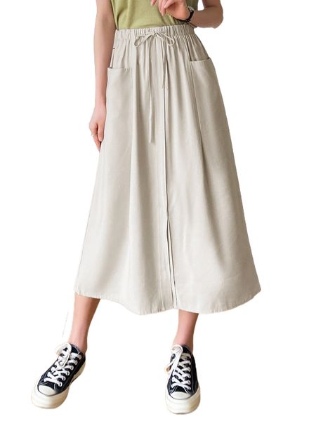 dazy solid drawstring waist pocket detail skirt 62dp#, Black
dazy solid drawstring waist pocket detail skirt 62dp#, Black