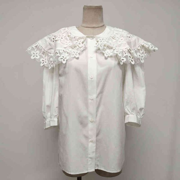 women's polos french single large lapel hollowed out short sleeve white shirt female minority spring and summer simple top
women's polos french single large lapel hollowed out short sleeve white shirt female minority spring and summer simple top