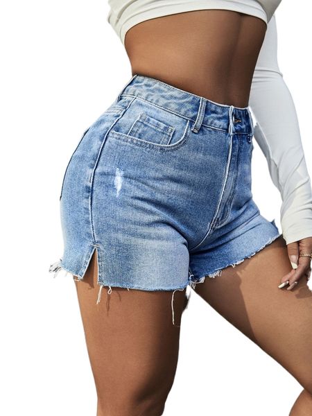 sxy raw hem split detail denim shorts z2fn#, White;black
sxy raw hem split detail denim shorts z2fn#, White;black