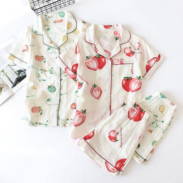 women summer pure womens sleepwear cotton gauze pajamas short sleeve shorts suit korean version sweet and loose pyjamas, Black;red
women summer pure womens sleepwear cotton gauze pajamas short sleeve shorts suit korean version sweet and loose pyjamas, Black;red