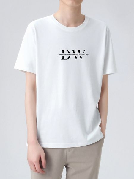 men slogan graphic tee o453#, White;black