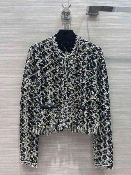women's jackets high edition summer fragrant silver piece color yarn classic round neck double pockets slim cardigan coat women, Black;brown
women's jackets high edition summer fragrant silver piece color yarn classic round neck double pockets slim cardigan coat women, Black;brown