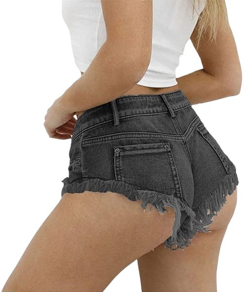 women low rise thong jean short pants cut off tassels hem party mini denim shorts 68hk#, White;black
women low rise thong jean short pants cut off tassels hem party mini denim shorts 68hk#, White;black