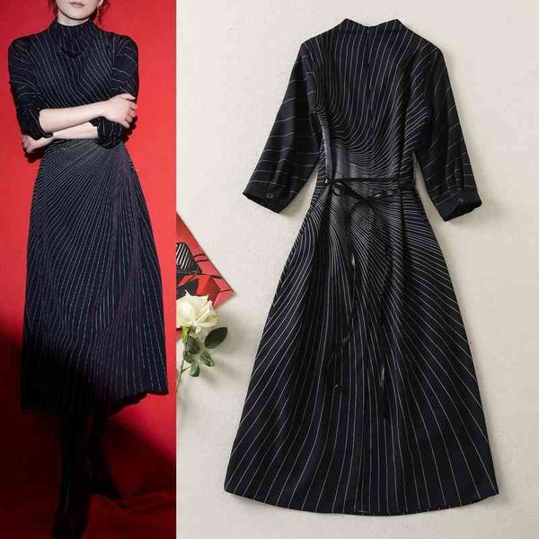 casual dresses early spring women's dress striped lace up waist seven sleeve medium length women, Black;gray
casual dresses early spring women's dress striped lace up waist seven sleeve medium length women, Black;gray