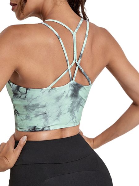 high support tie dye strappy sports bra p5zm#, Gray