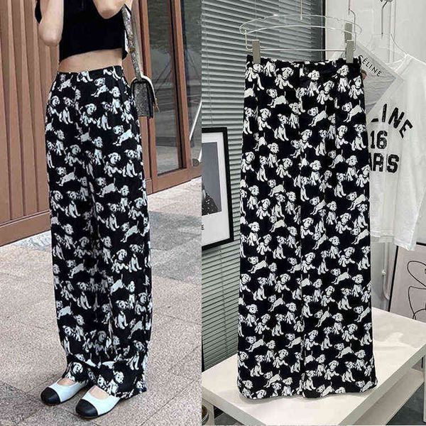 spring and summer dog print high waist loose straight tube thin versatile wide legged pants street temperament woman, White;black
spring and summer dog print high waist loose straight tube thin versatile wide legged pants street temperament woman, White;black