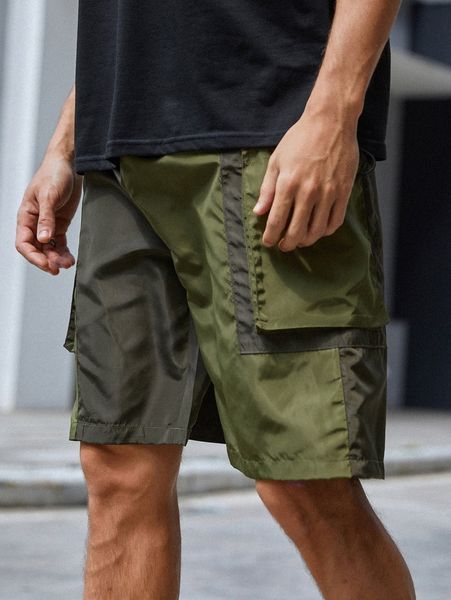 men colorblock dual pocket drawstring waist shorts n1me#, White;black
men colorblock dual pocket drawstring waist shorts n1me#, White;black