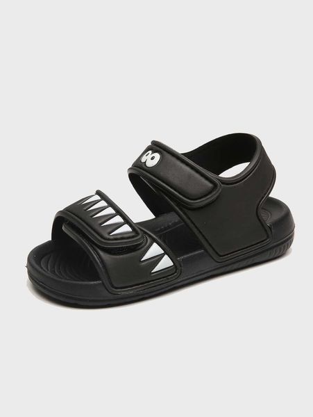 toddler boys cartoon design strappy sandals she, Black;red