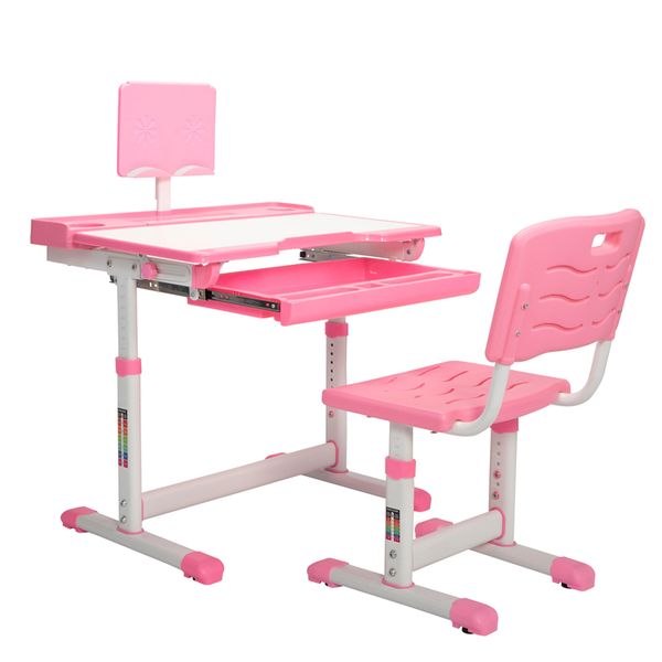 height adjusting kids desk and chair set study station with tiltable table-corner guard book rack lamp slot and drawer
height adjusting kids desk and chair set study station with tiltable table-corner guard book rack lamp slot and drawer