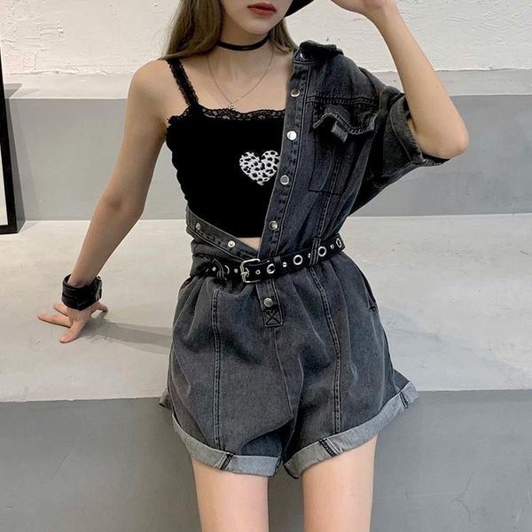 denim short summer jumpsuit womens lapel zipper pocket elastic waist retro loose wide leg overall clothing, Black;white
denim short summer jumpsuit womens lapel zipper pocket elastic waist retro loose wide leg overall clothing, Black;white