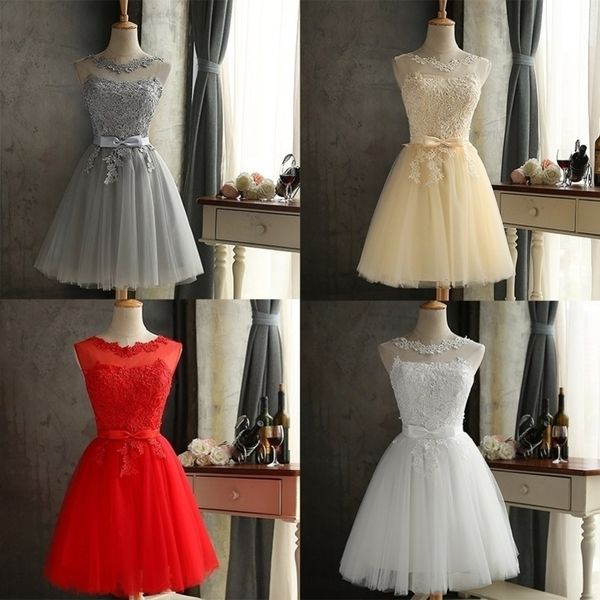 short bridesmaid dresses cute cg00286 tulle appliques lace graduation skirts aline sleeveless wedding party gowns for woman y200109, White;black
short bridesmaid dresses cute cg00286 tulle appliques lace graduation skirts aline sleeveless wedding party gowns for woman y200109, White;black