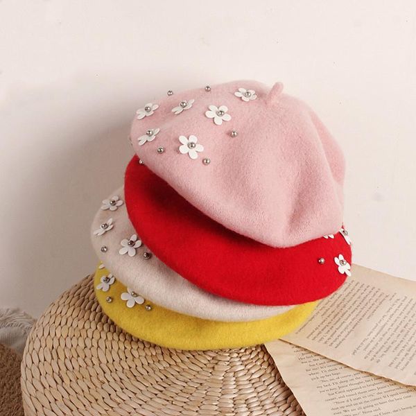 kids girls fashion winter warm beret hats with flower ribbon star wool caps for school casual wear, Yellow
kids girls fashion winter warm beret hats with flower ribbon star wool caps for school casual wear, Yellow