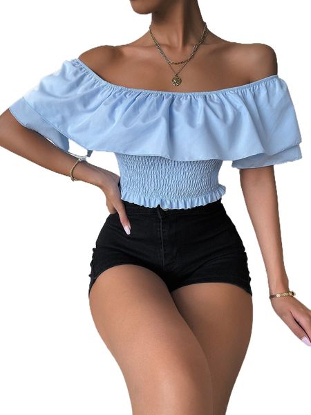 shirred detail ruffle m0vh#, White 
shirred detail ruffle m0vh#, White