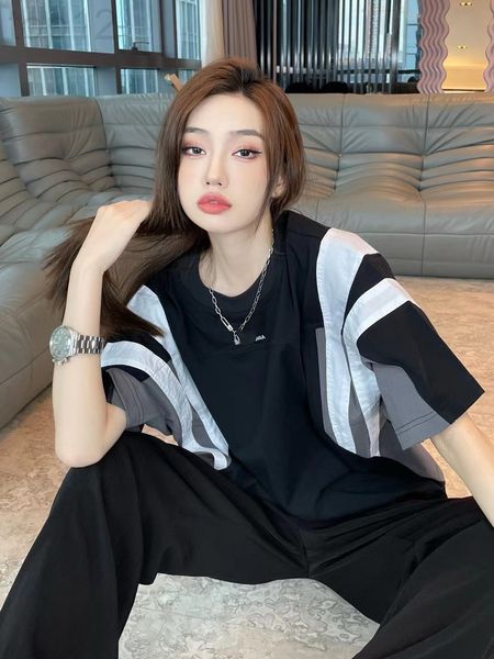 women's t-shirt designer chaopai 22 early spring new embroidered letter plain cloth loose casual contrast medium long t-shirt k1e2, White
women's t-shirt designer chaopai 22 early spring new embroidered letter plain cloth loose casual contrast medium long t-shirt k1e2, White