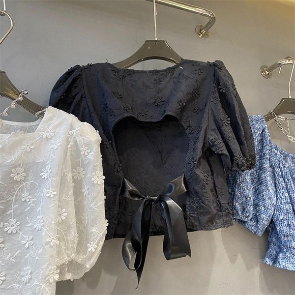 backless straps heavy industry lace flower embroidery puff sleeves square collar all-match shirt women's 2022 summer new, White
backless straps heavy industry lace flower embroidery puff sleeves square collar all-match shirt women's 2022 summer new, White