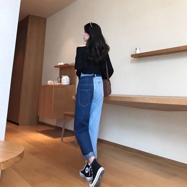 jujuland summer fashion blue high waist patchwork hit color detachable fake two piece woman straight pants y200417
jujuland summer fashion blue high waist patchwork hit color detachable fake two piece woman straight pants y200417