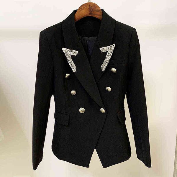 new diamond black white blazer women jackets jacket collar point beads diamond classic double breasted slim women blazers suit j220813, White;black
new diamond black white blazer women jackets jacket collar point beads diamond classic double breasted slim women blazers suit j220813, White;black