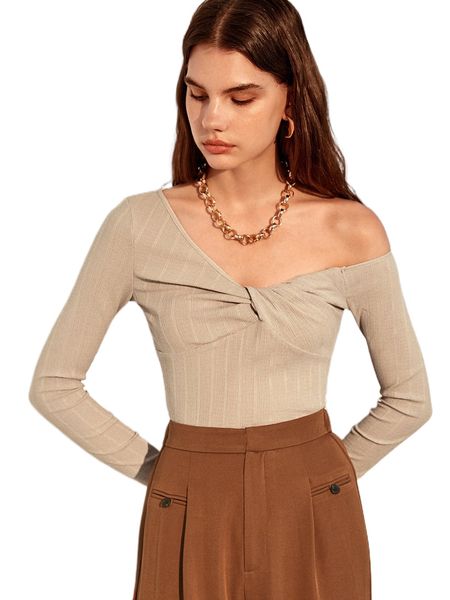 twist front rib-knit t58h#, White