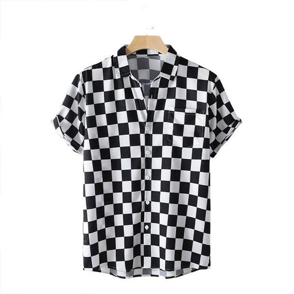 men's casual shirts plaid print hawaiian shirt street wear lapel button short sleeve fashion black and white, White;black
men's casual shirts plaid print hawaiian shirt street wear lapel button short sleeve fashion black and white, White;black