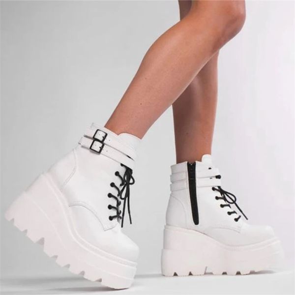 winter fashion high platform boots leather high wedges ankle boots women female punk style high heels shoes for woman 220805, Black
winter fashion high platform boots leather high wedges ankle boots women female punk style high heels shoes for woman 220805, Black