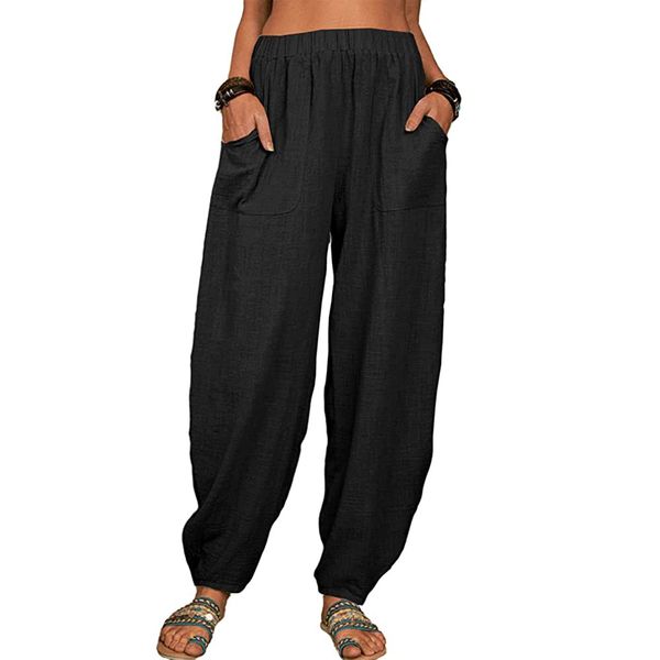 fashion women loose harem pants capri casual linen long pants plus size s-5xl, Black;white
fashion women loose harem pants capri casual linen long pants plus size s-5xl, Black;white